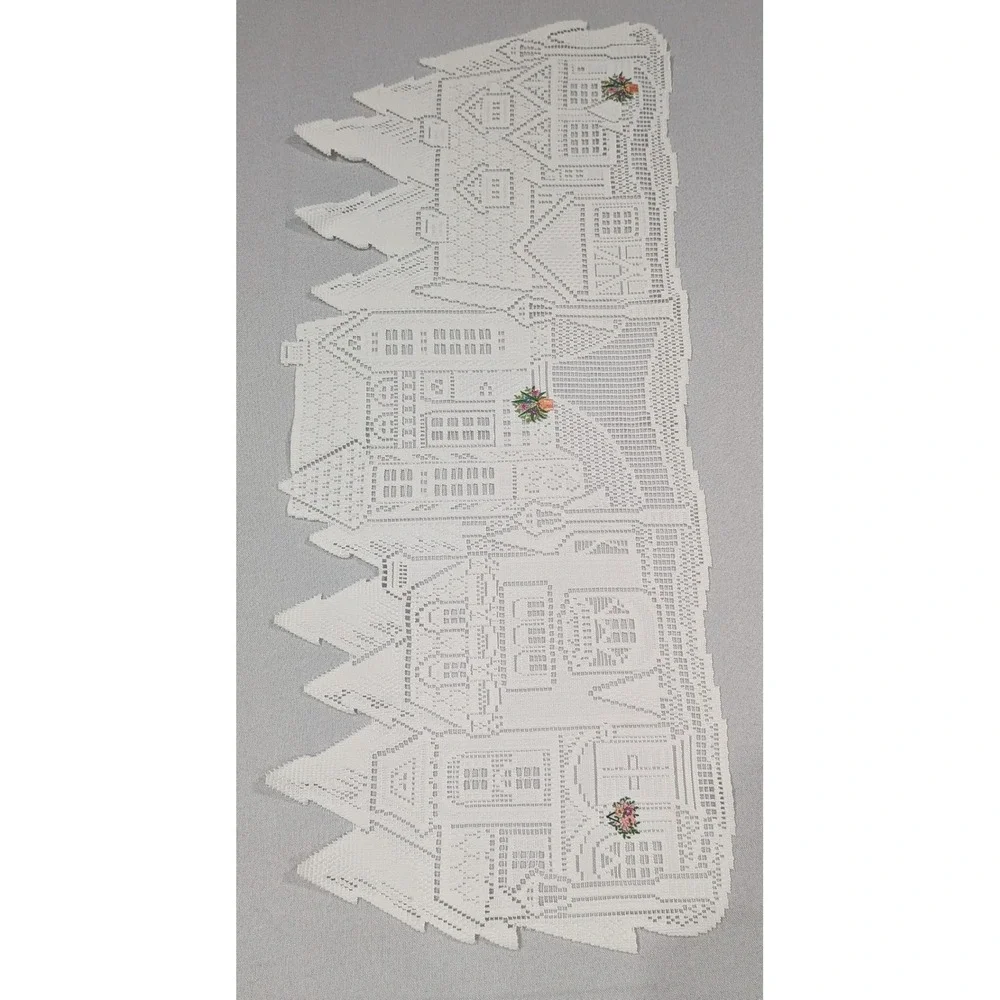 Table Runner Set Home OS Cream White Excellent Quilted Lace Village
